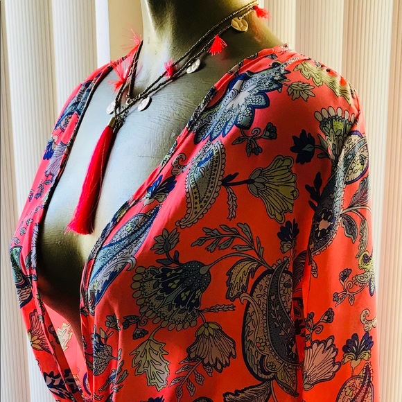 Fabulous Neon CORAL Floral Print ROMPER M/L - Picture 3 of 8